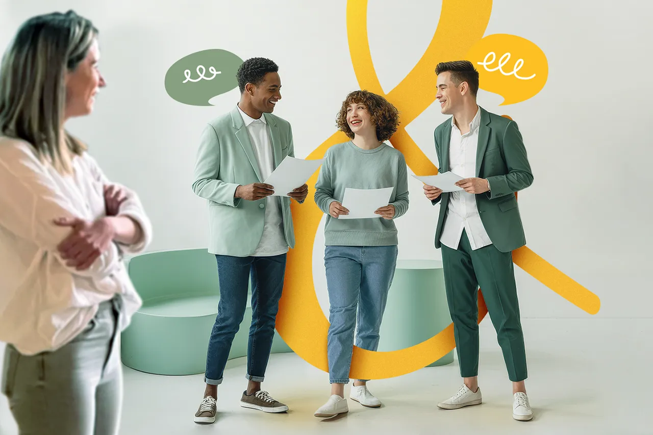 Mots & co. Coach soft skills accompagne trois jeunes professionnels en atelier d’écoute active et communication, coaching en entreprise